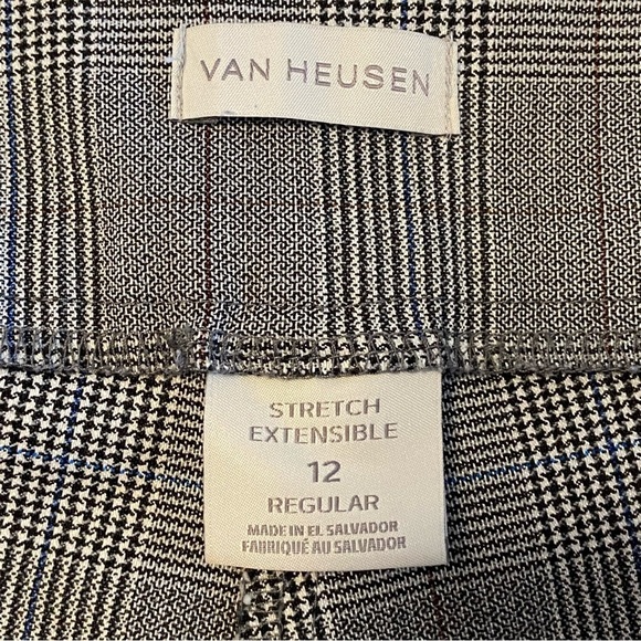 VAN HEUSEN / Houndstooth print Stretch Straight Leg Pants Size 12 Reg - Picture 3 of 9